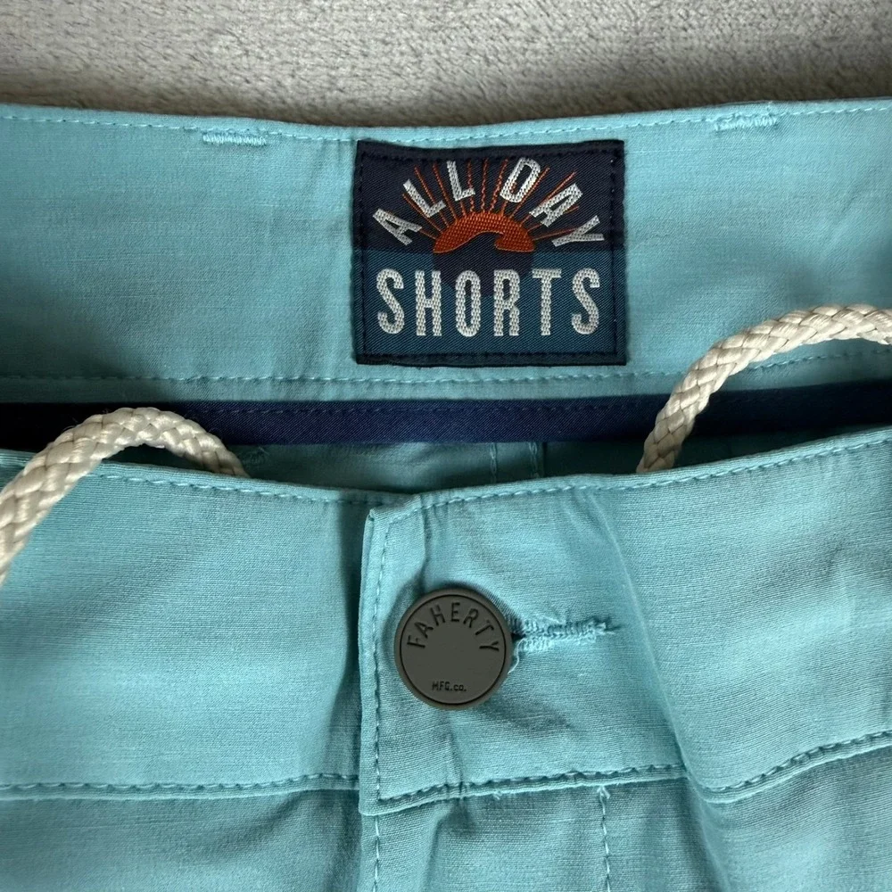 Faherty All-Day Shorts Mens 33 Turquoise Sky 9